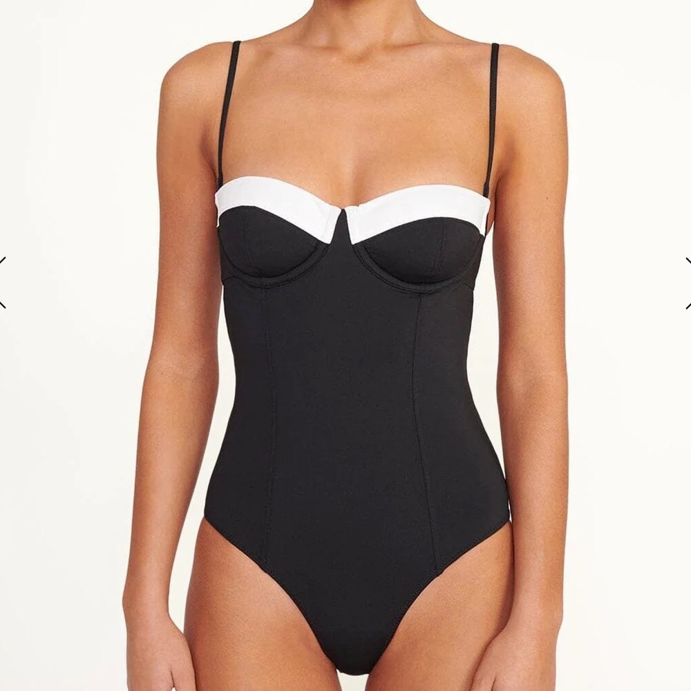 STAUD Black & White Underwire One-Piece Swimsuit